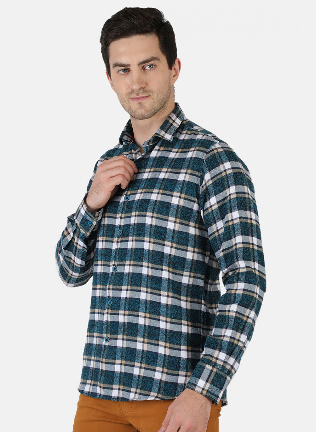 Men Blue Check Shirt