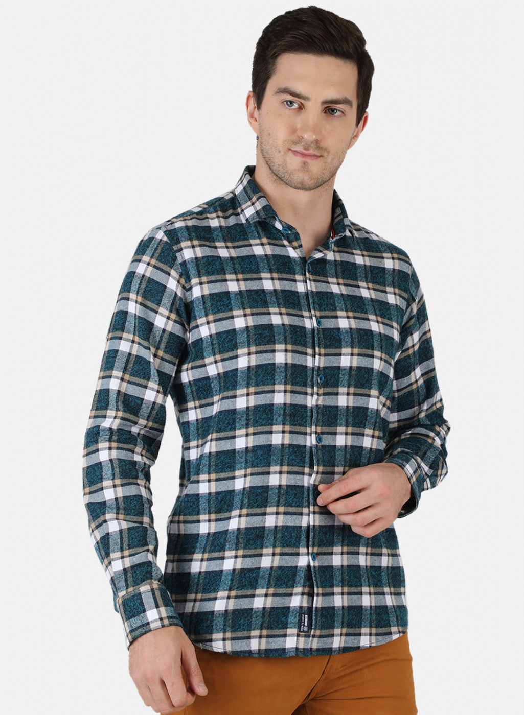 Men Blue Check Shirt