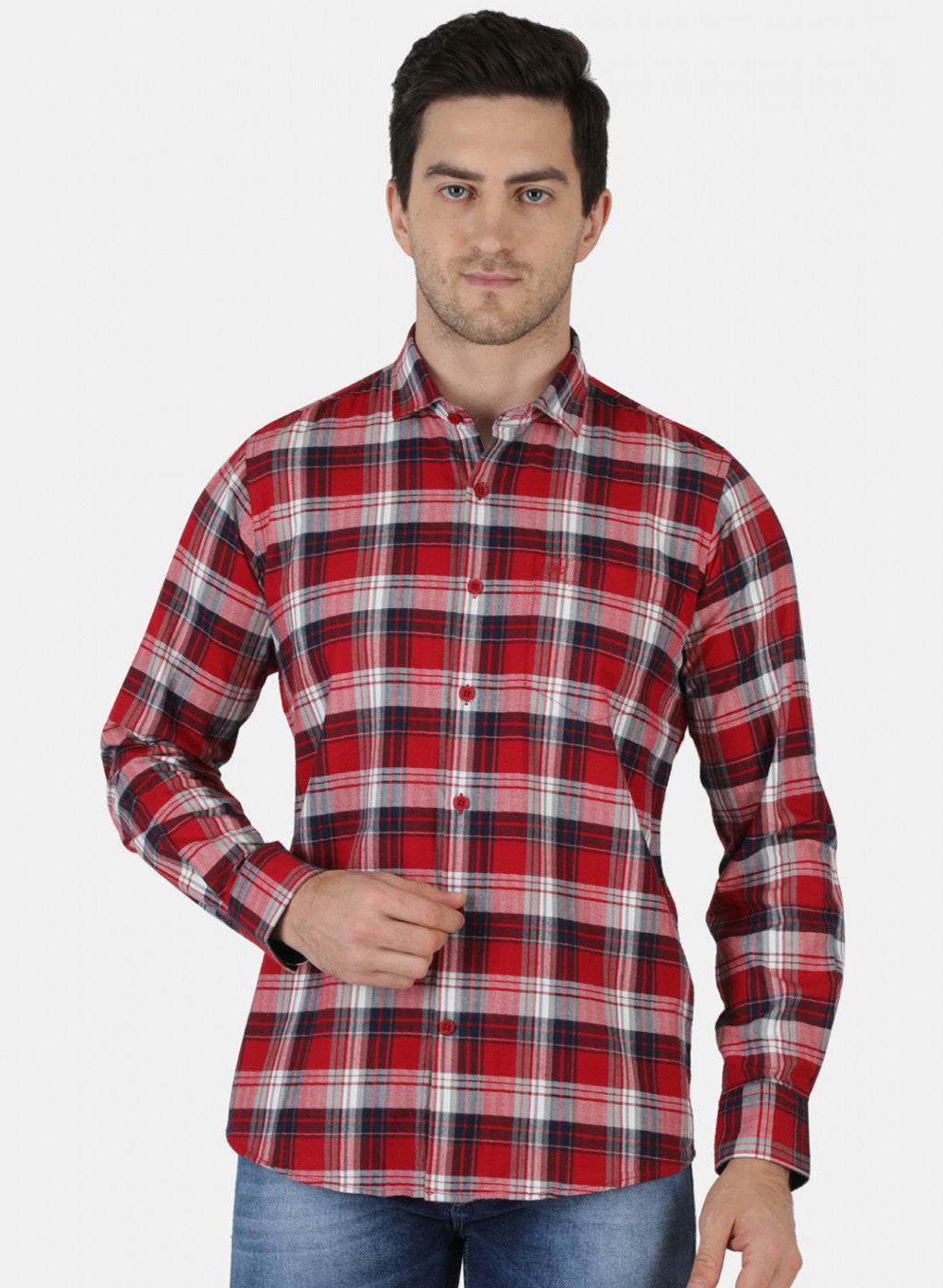 Men Red Check Shirt