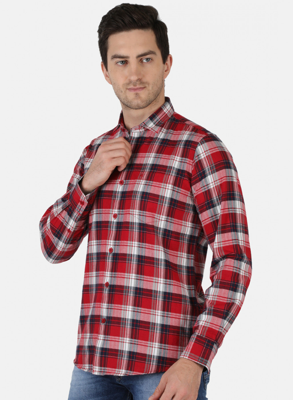 Men Red Check Shirt