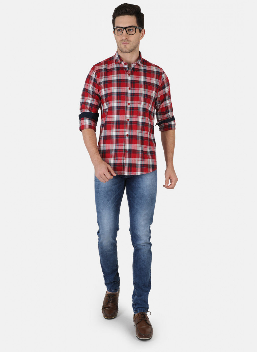 Men Red Check Shirt