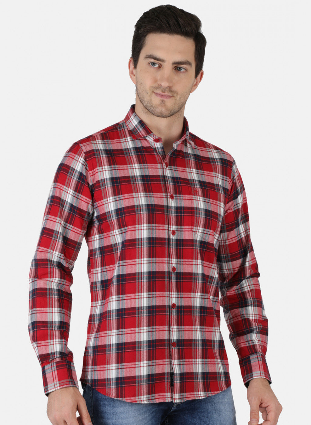 Men Red Check Shirt