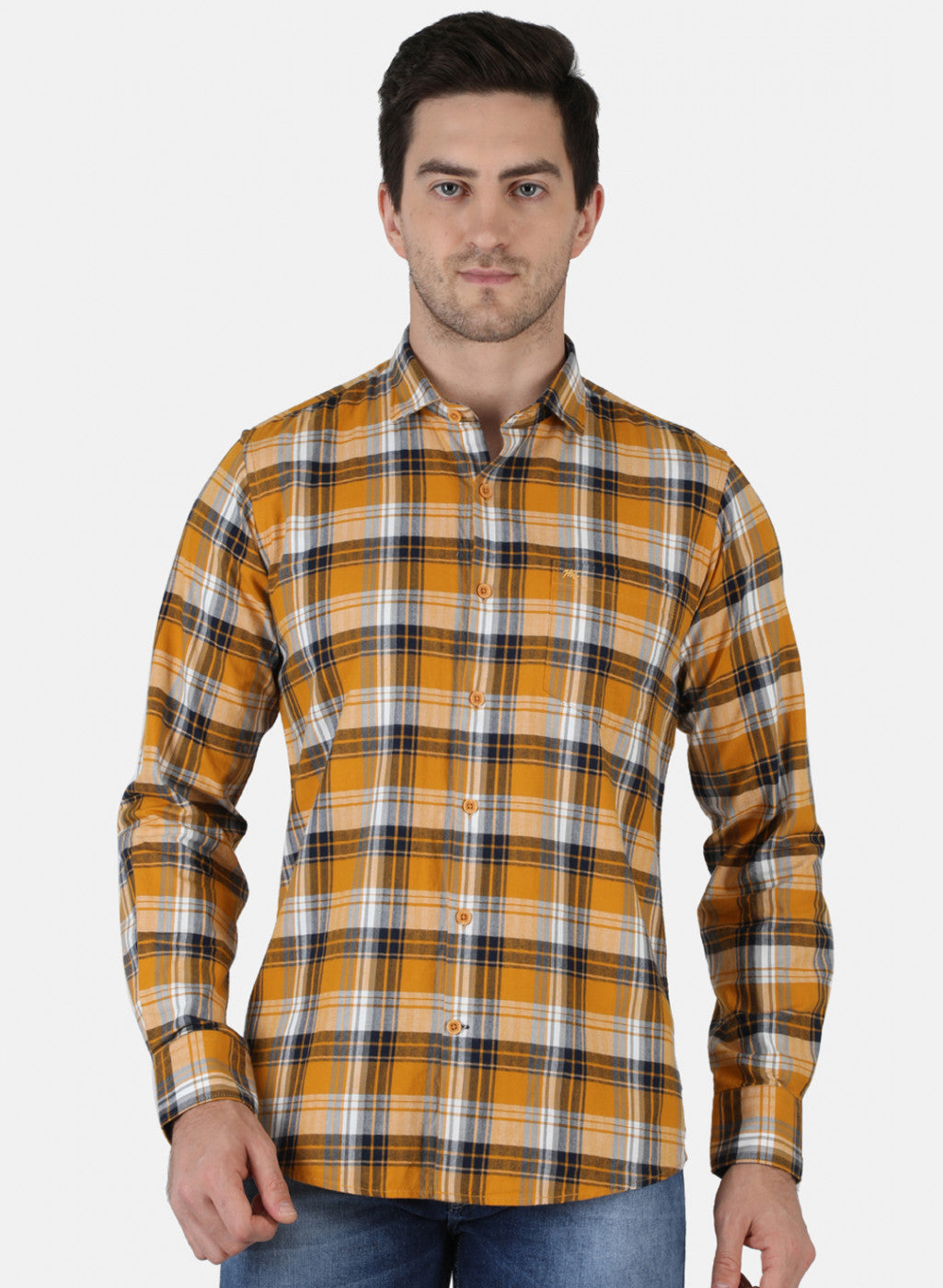 Men Mustard Check Shirt