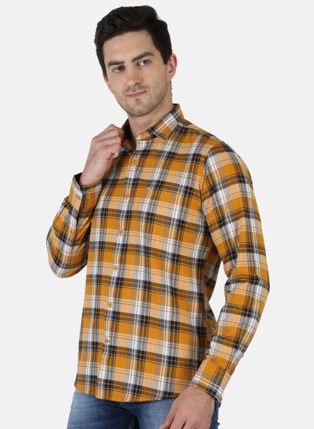 Men Mustard Check Shirt