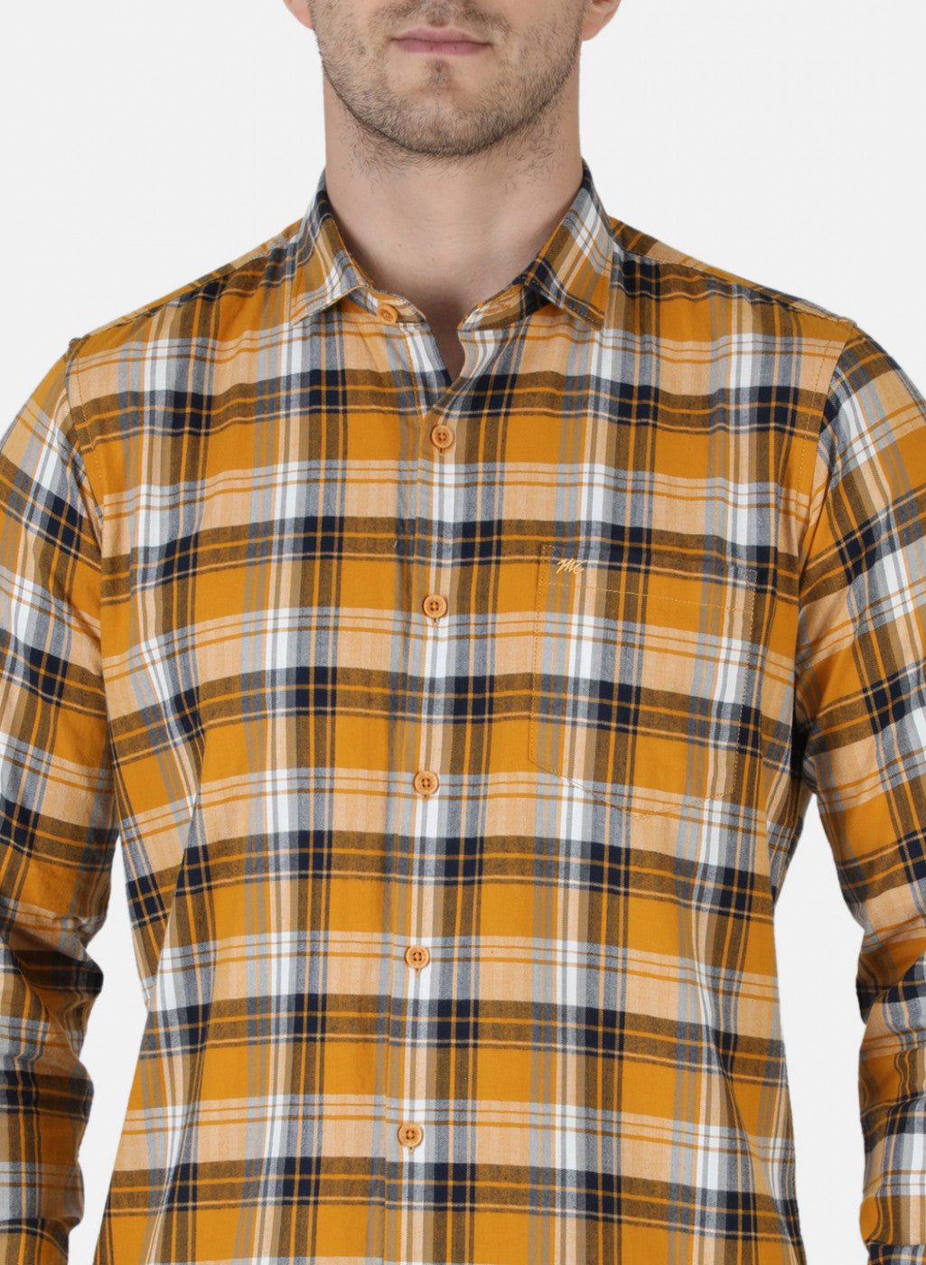 Men Mustard Check Shirt