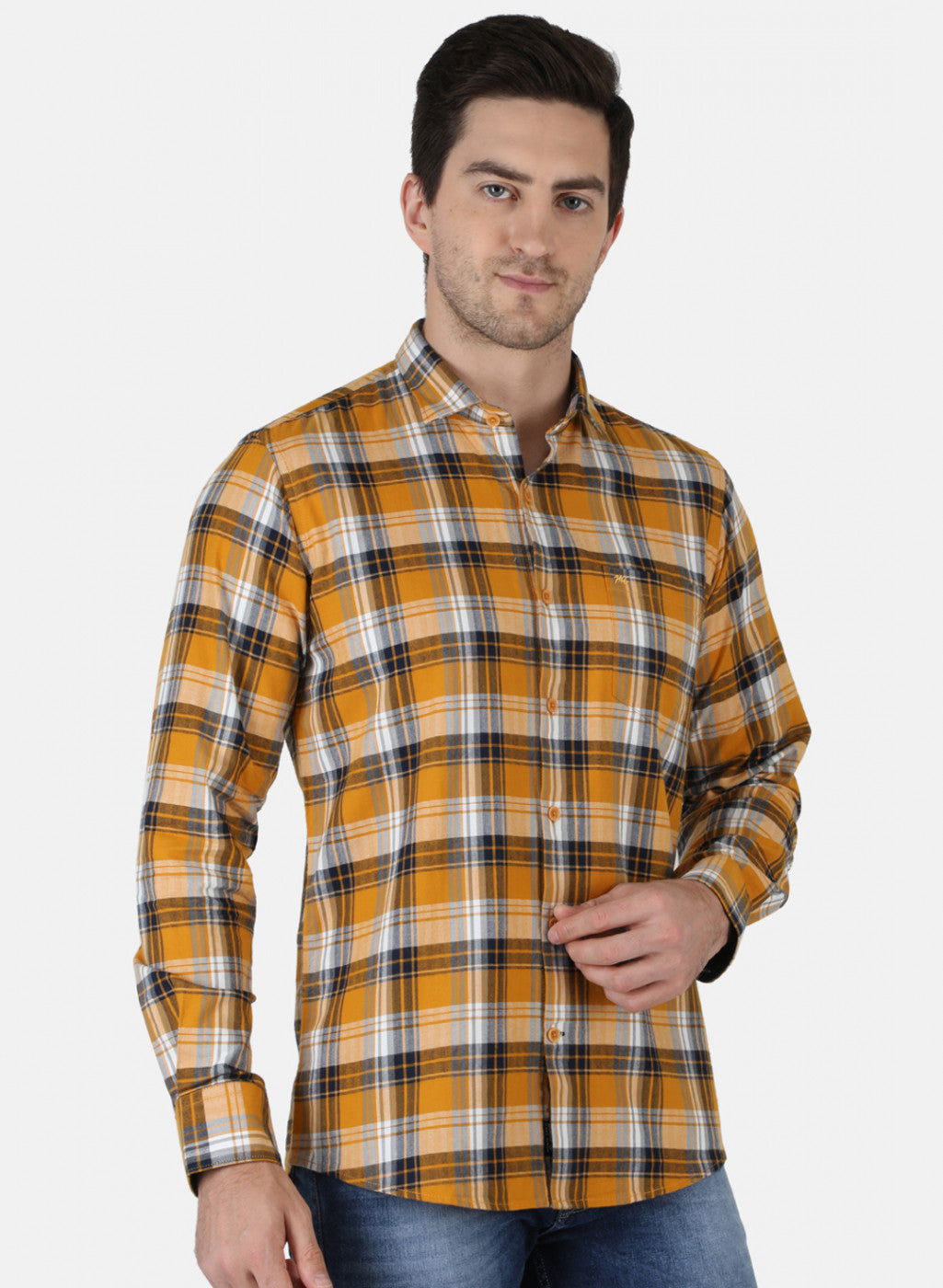 Men Mustard Check Shirt