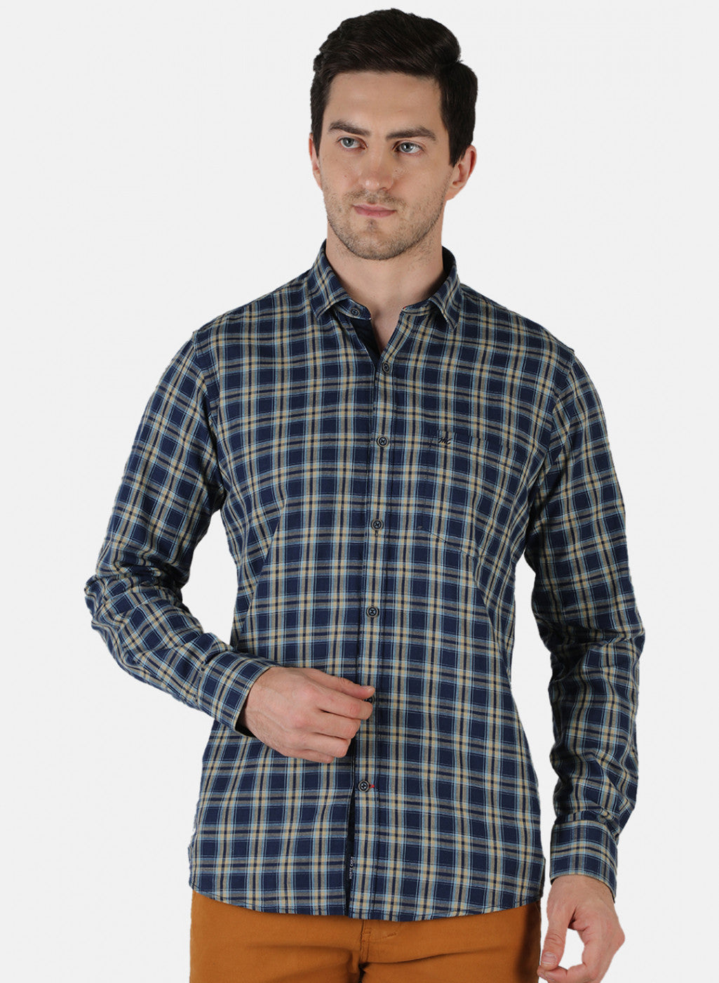 Men NAvy Blue Check Shirt