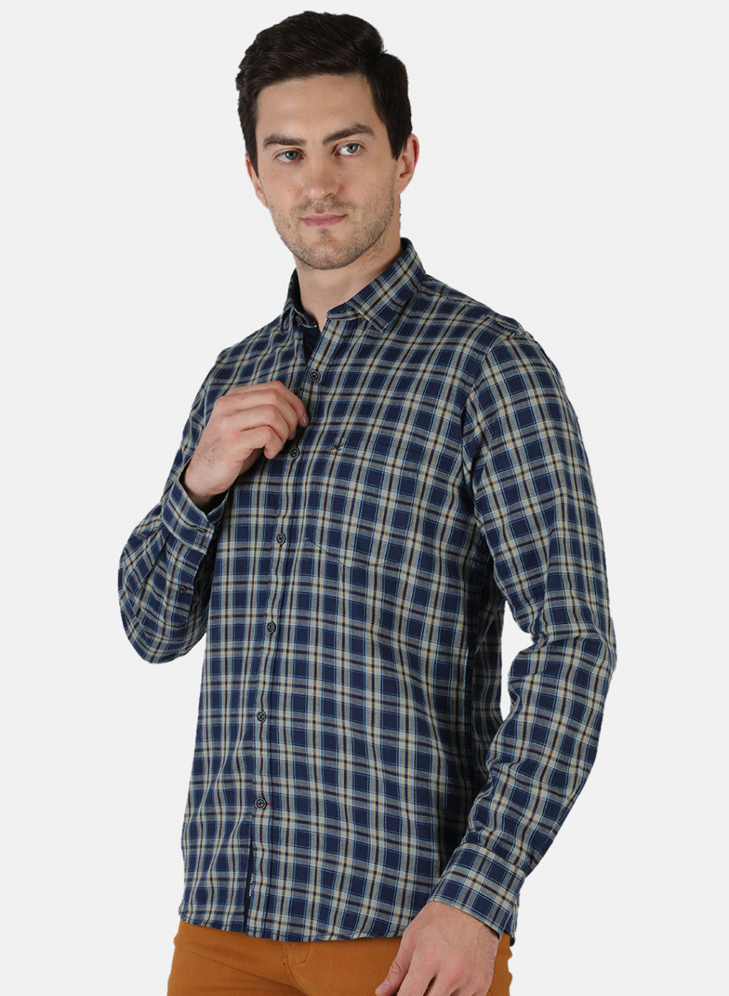 Men NAvy Blue Check Shirt