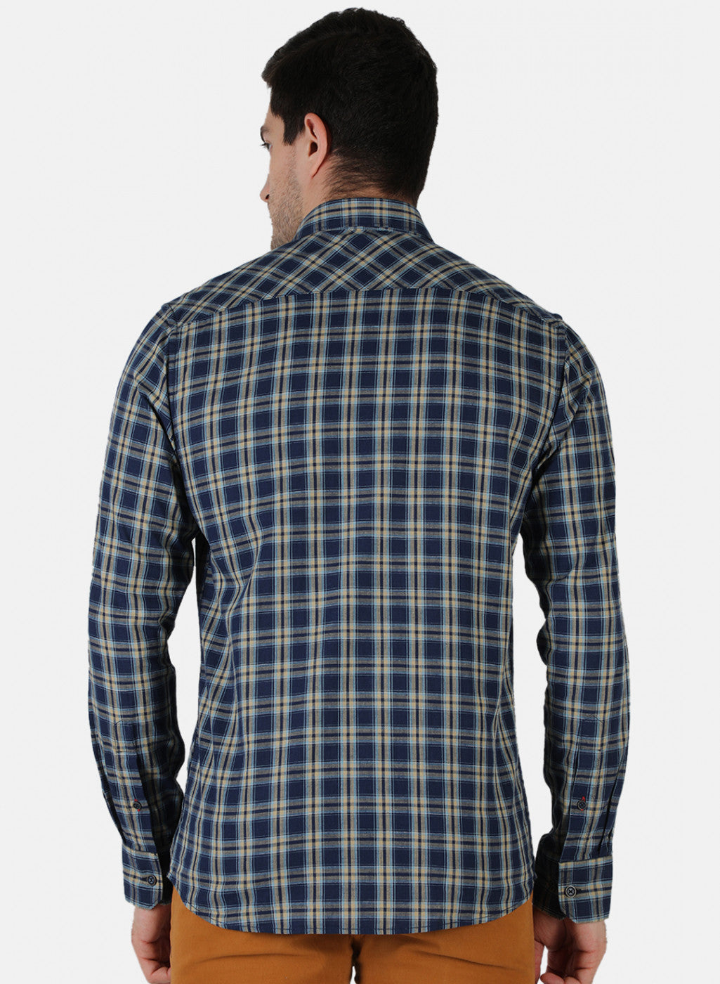 Men NAvy Blue Check Shirt