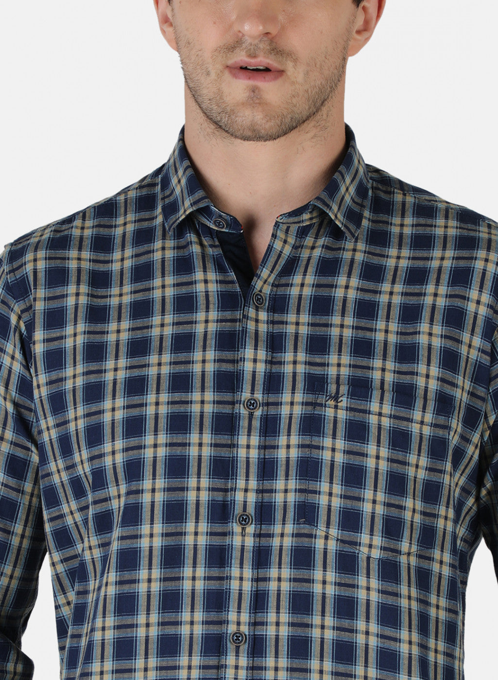 Men NAvy Blue Check Shirt