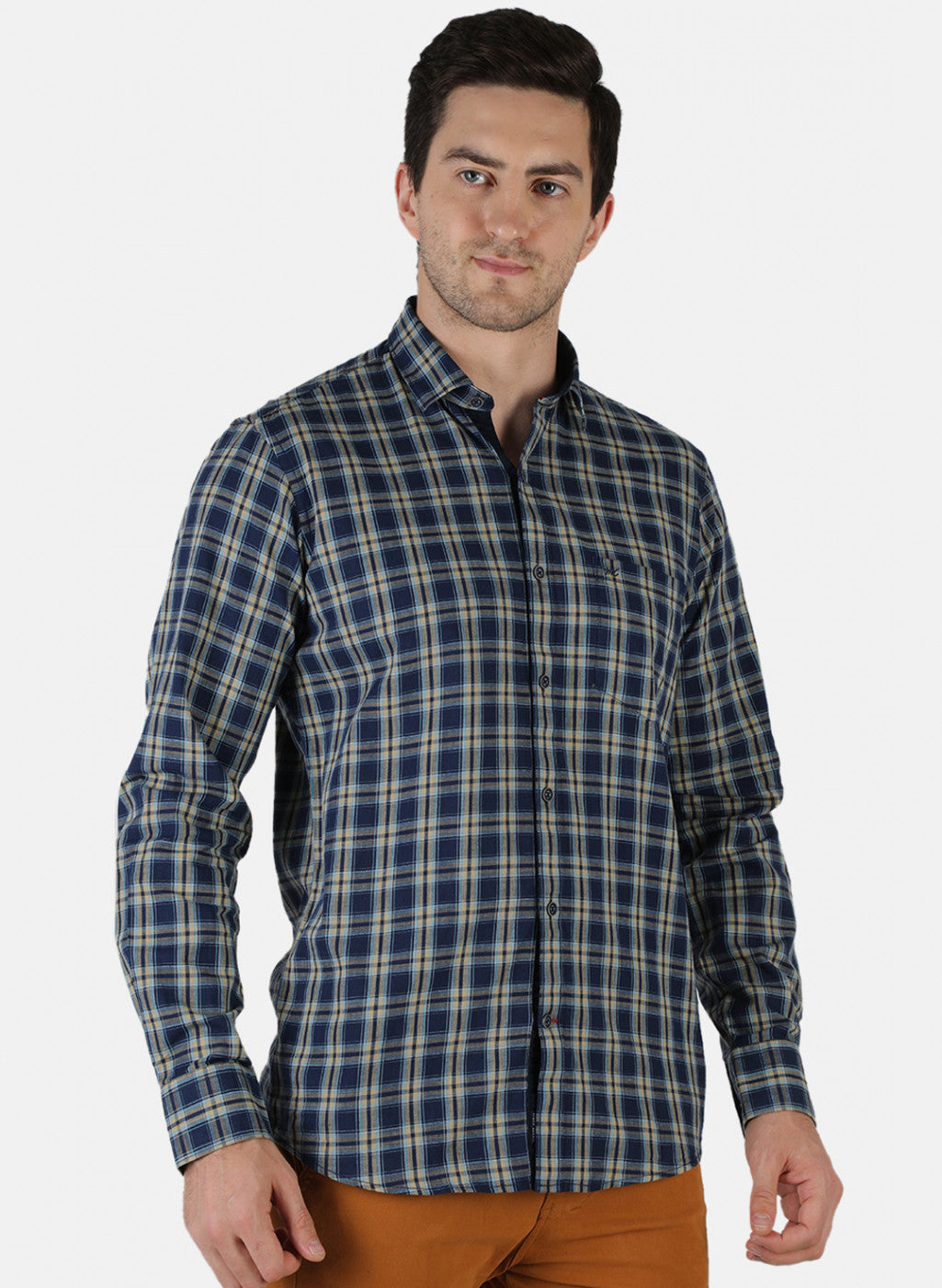 Men NAvy Blue Check Shirt