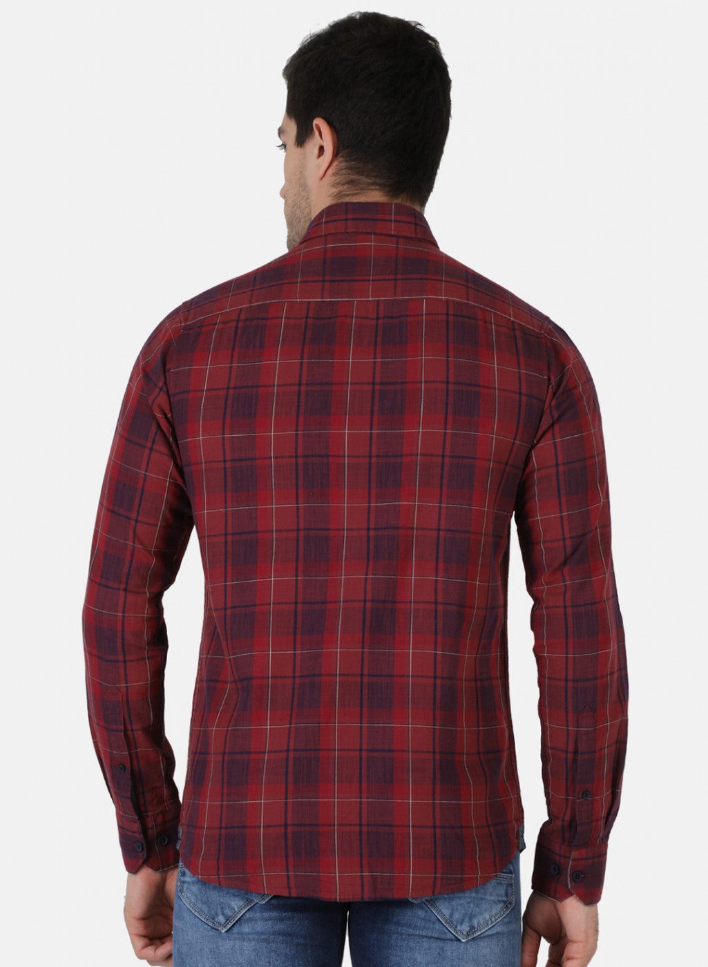 Men Maroon Check Shirt