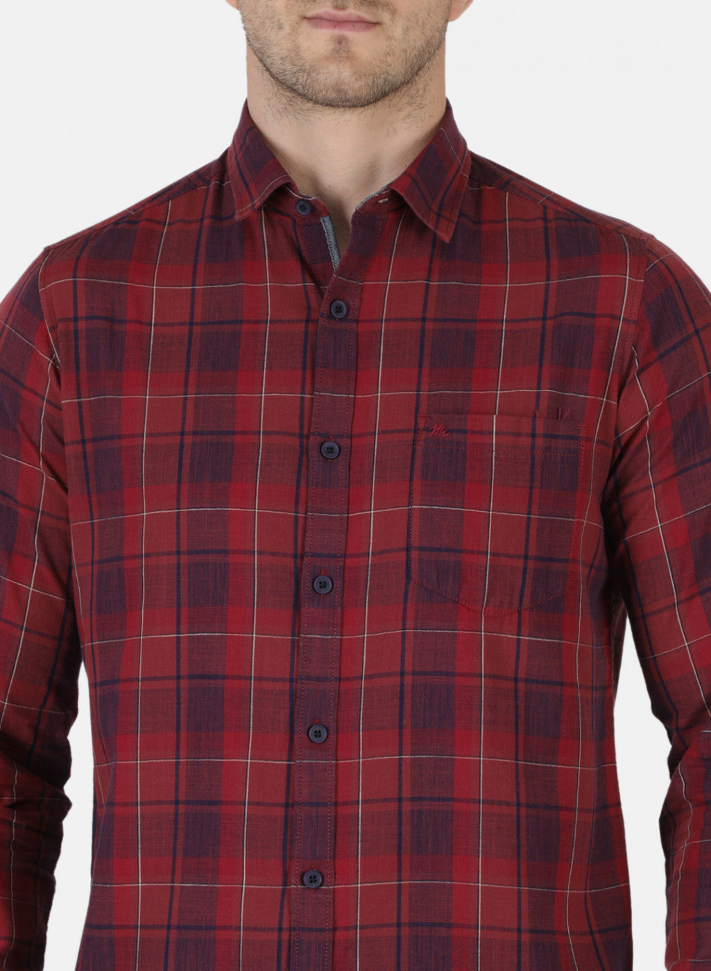 Men Maroon Check Shirt