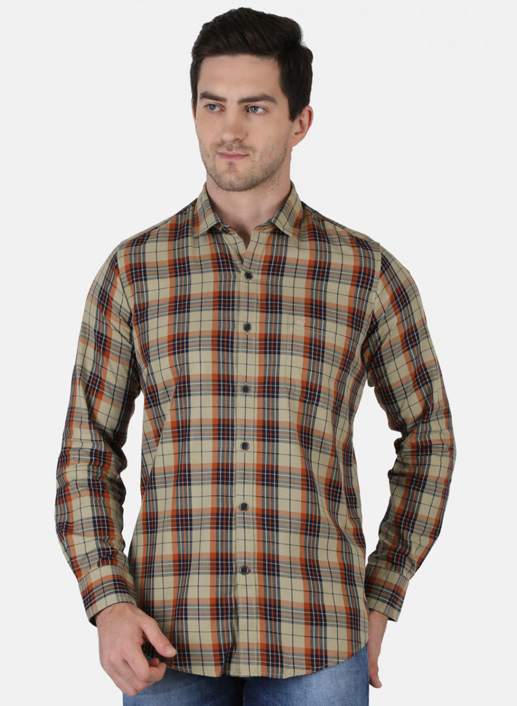 Men Brown Check Shirt