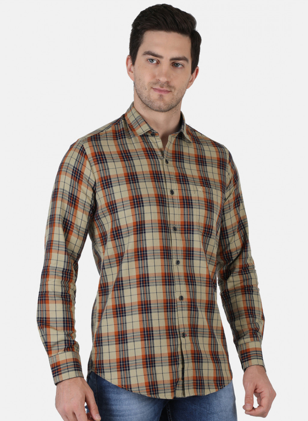 Men Brown Check Shirt