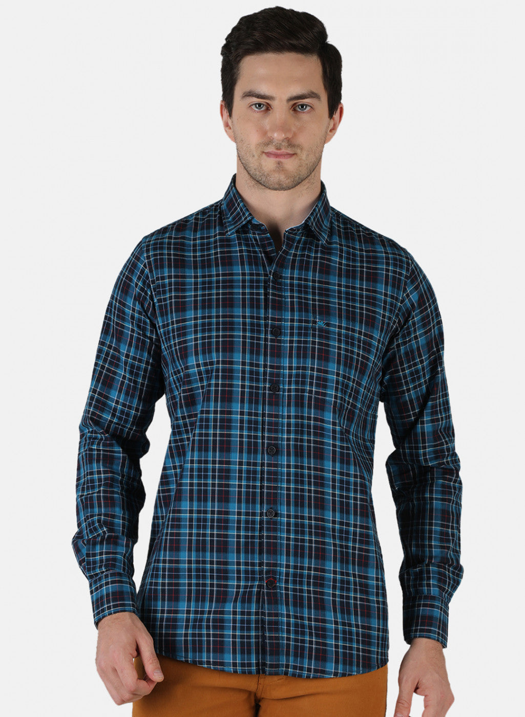 Men NAvy Blue Check Shirt