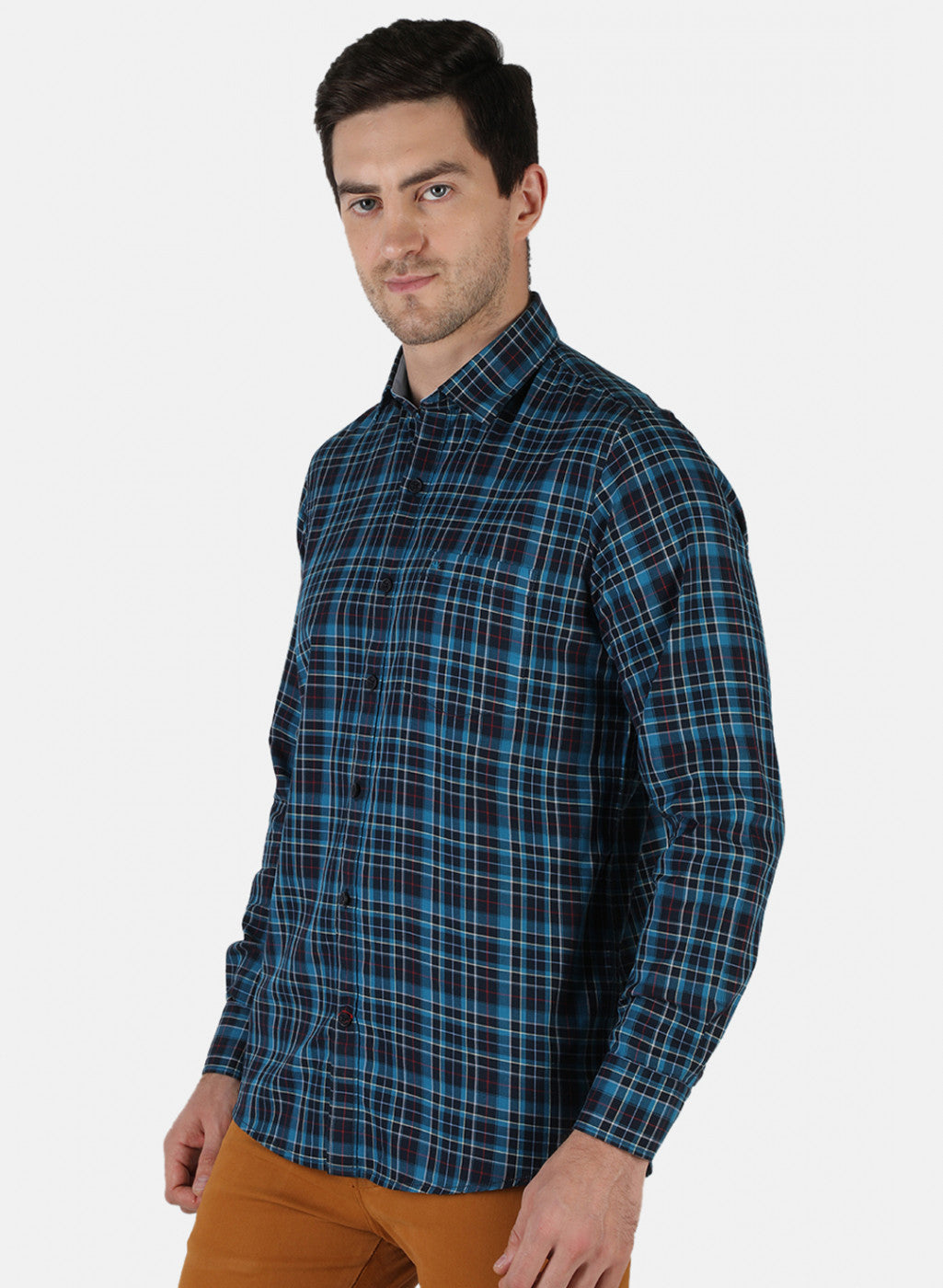 Men NAvy Blue Check Shirt