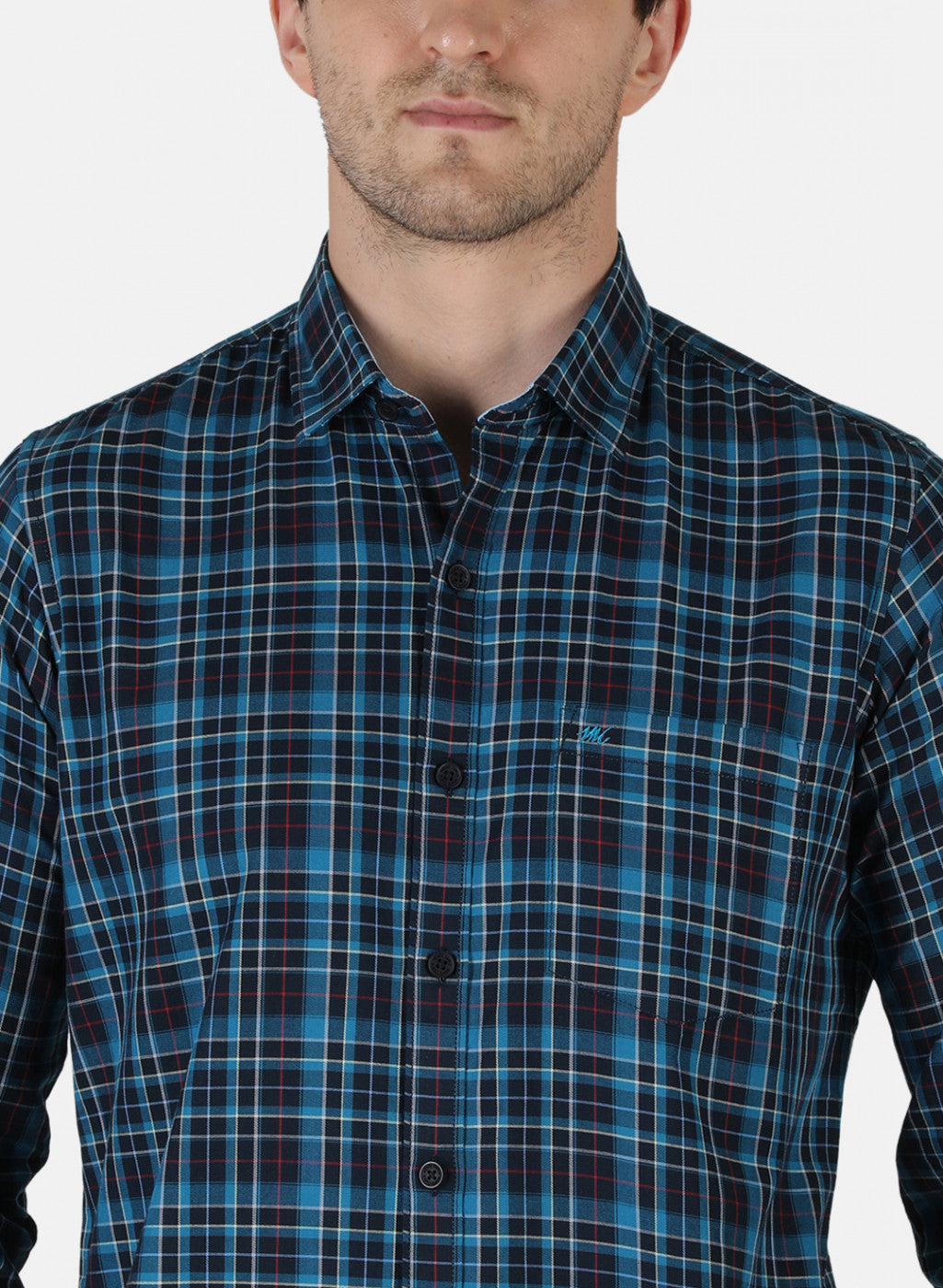 Men NAvy Blue Check Shirt