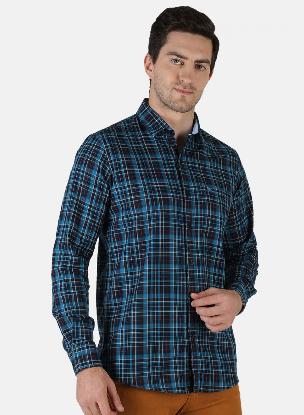 Men NAvy Blue Check Shirt