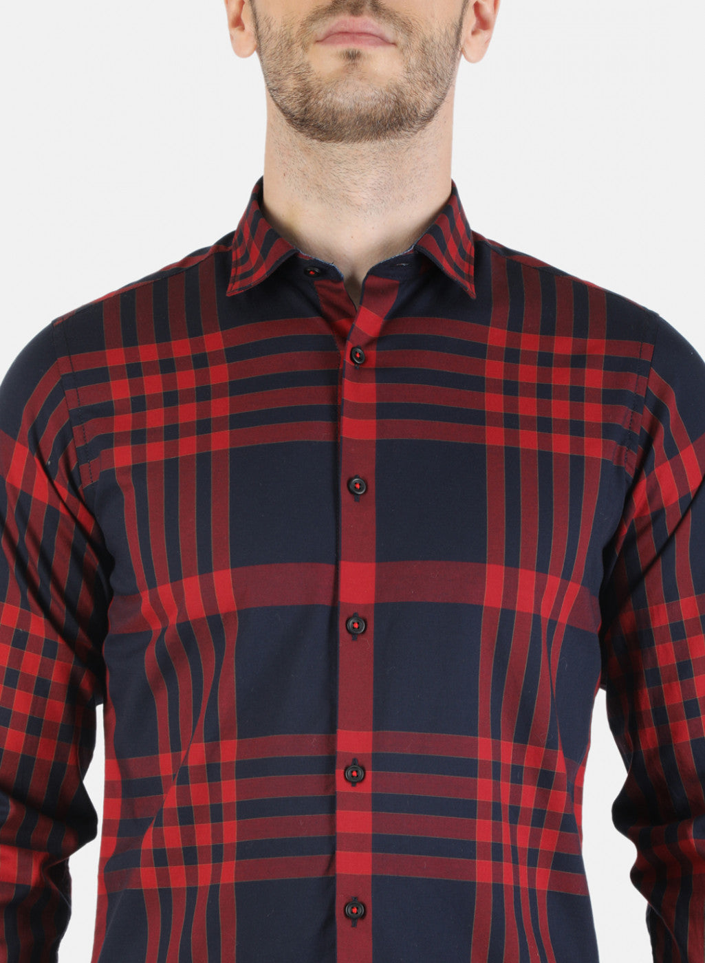 Men Maroon Check Shirt