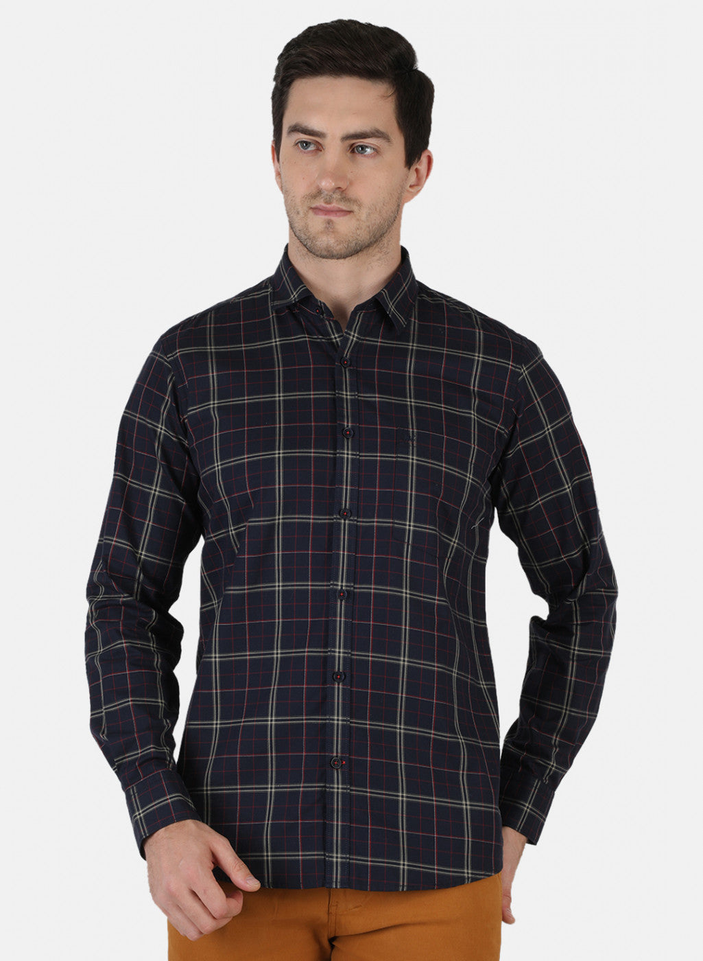 Men NAvy Blue Check Shirt