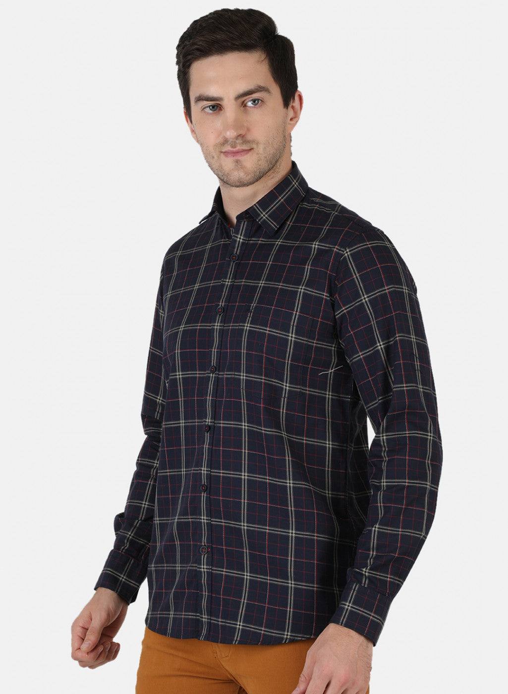 Men NAvy Blue Check Shirt