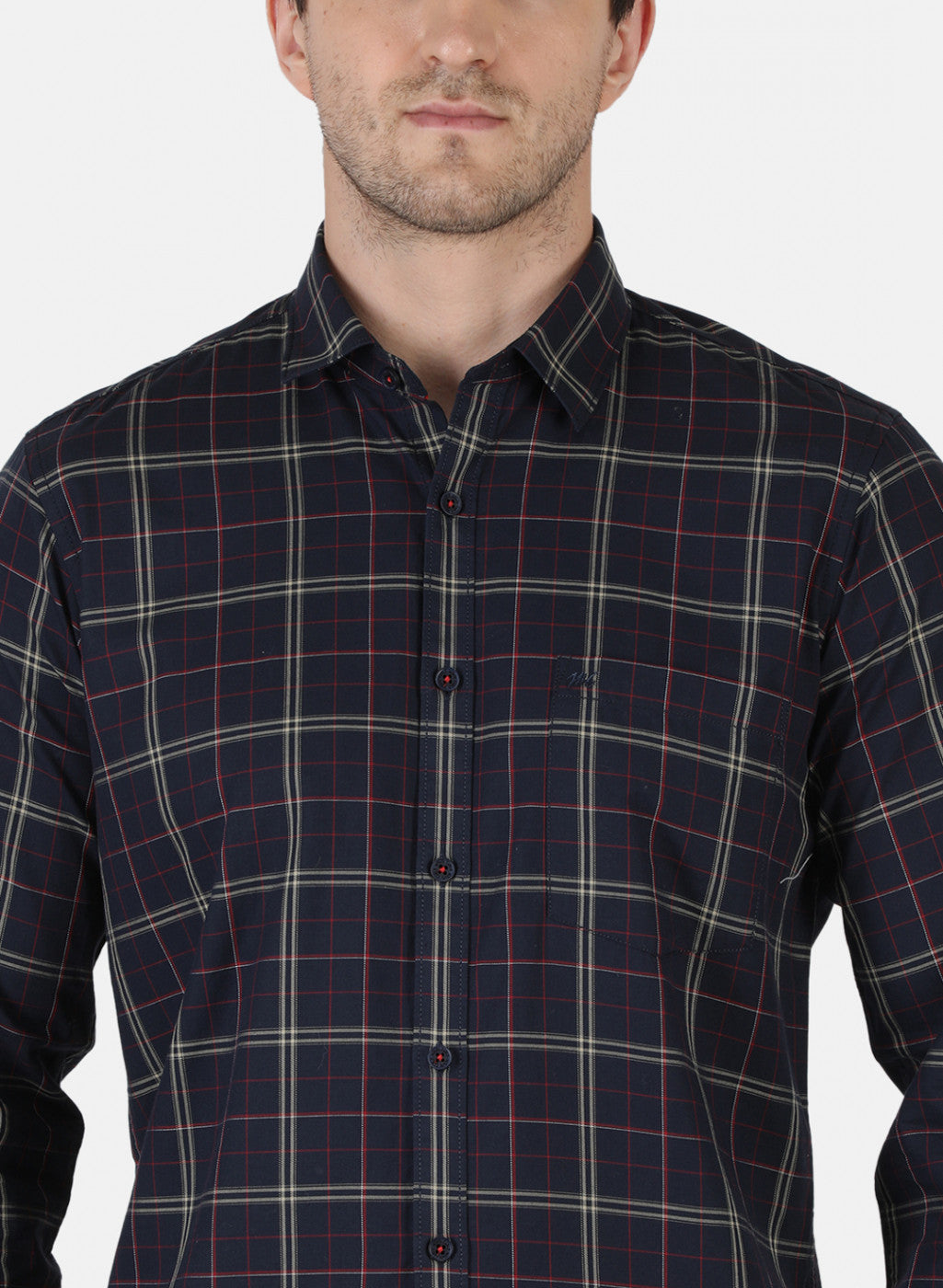 Men NAvy Blue Check Shirt