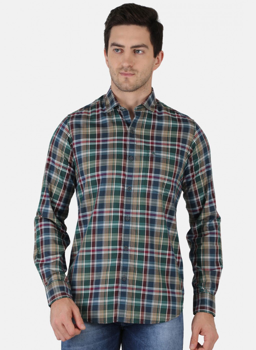 Men Green Check Shirt