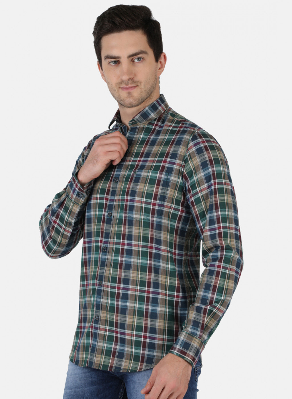 Men Green Check Shirt