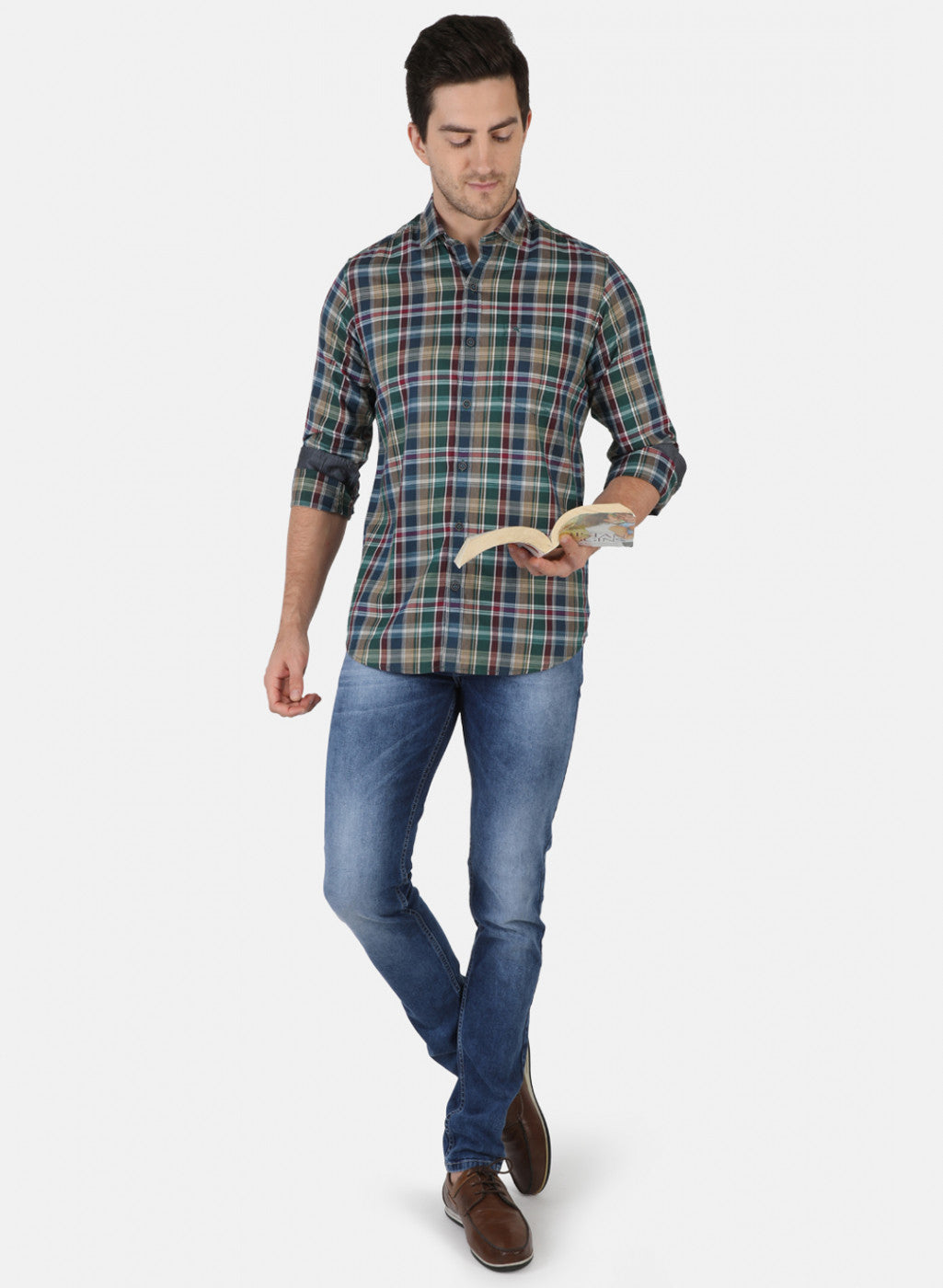 Men Green Check Shirt