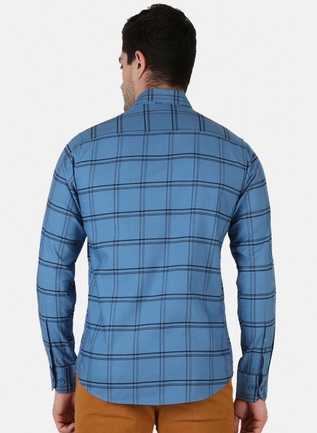 Men Blue Check Shirt