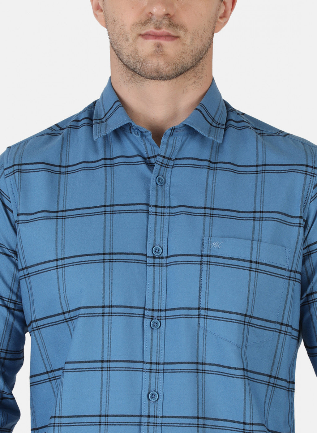 Men Blue Check Shirt