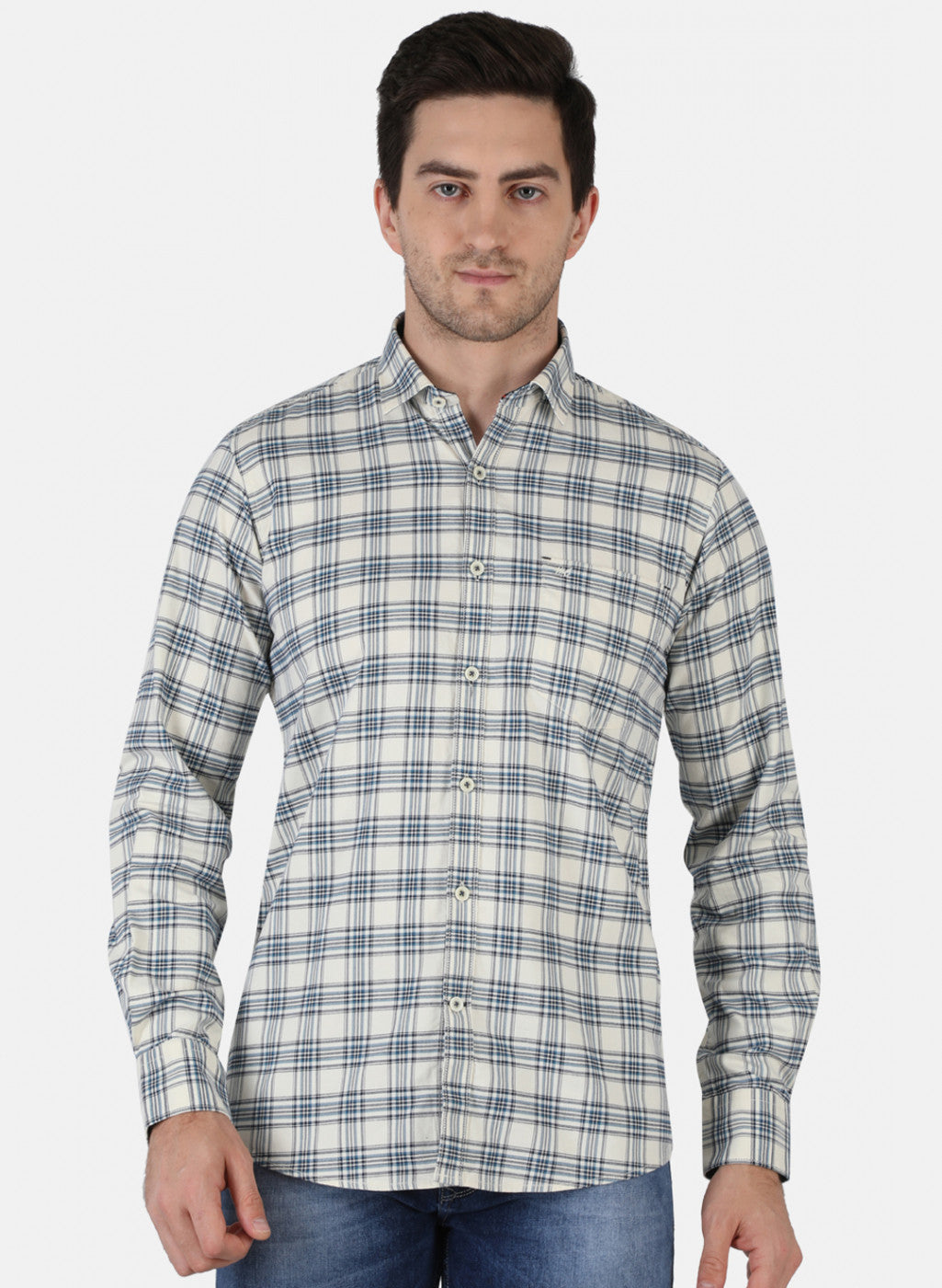 Men Blue Check Shirt