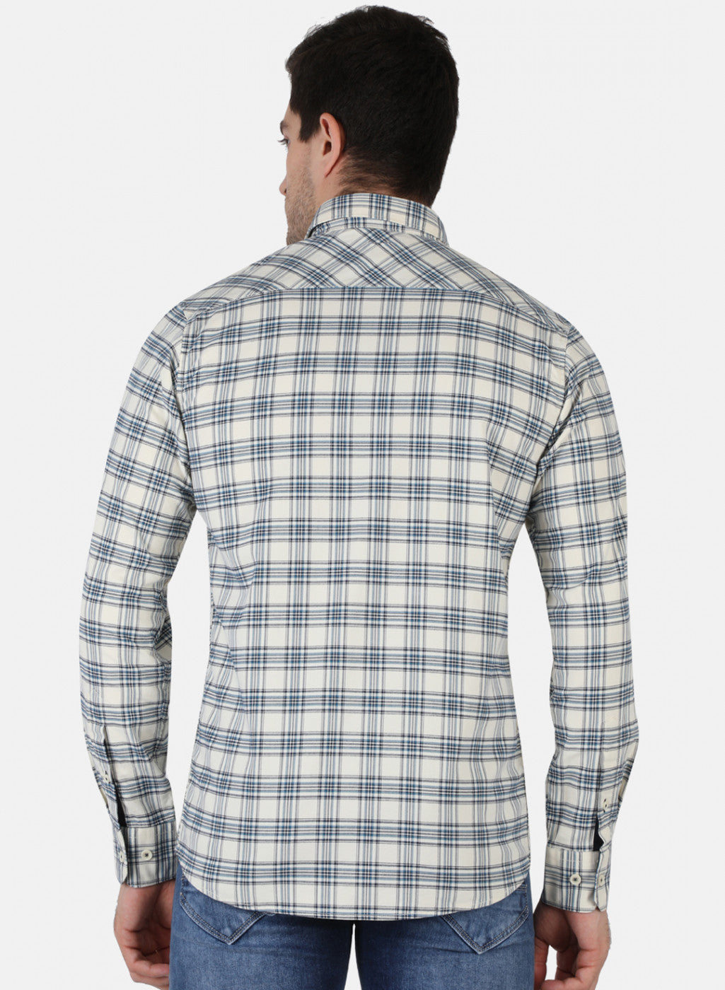 Men Blue Check Shirt