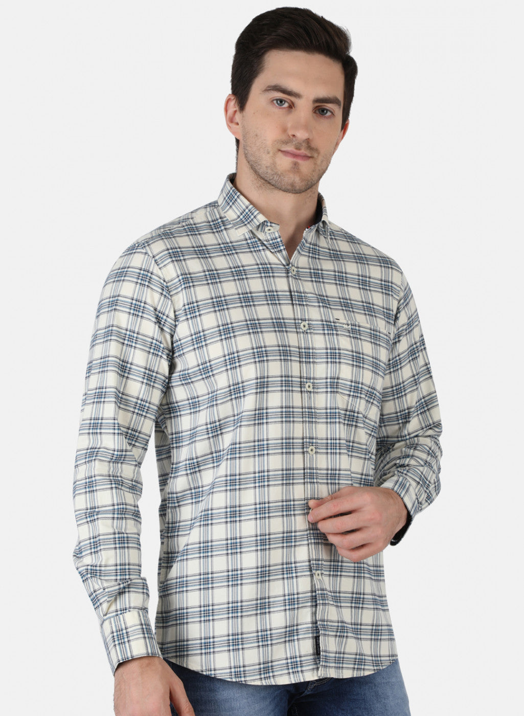 Men Blue Check Shirt