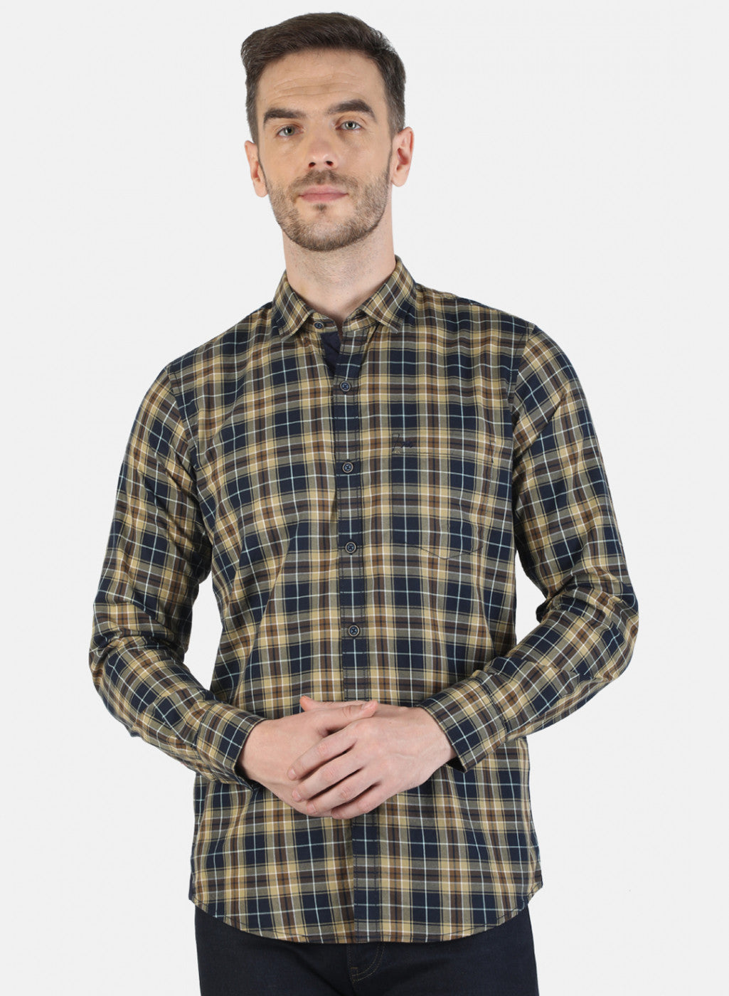 Men Brown Check Shirt