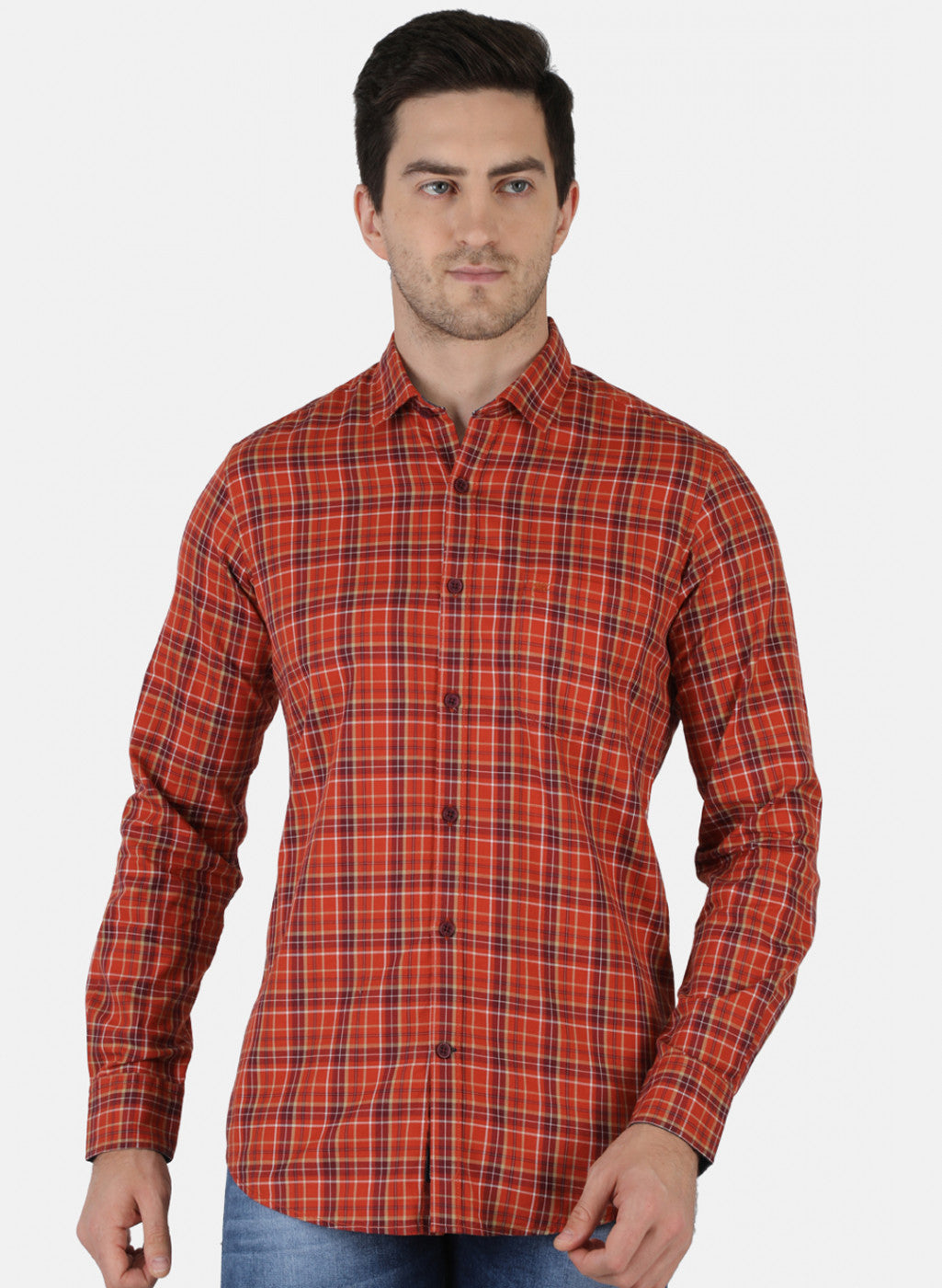 Men Red Check Shirt