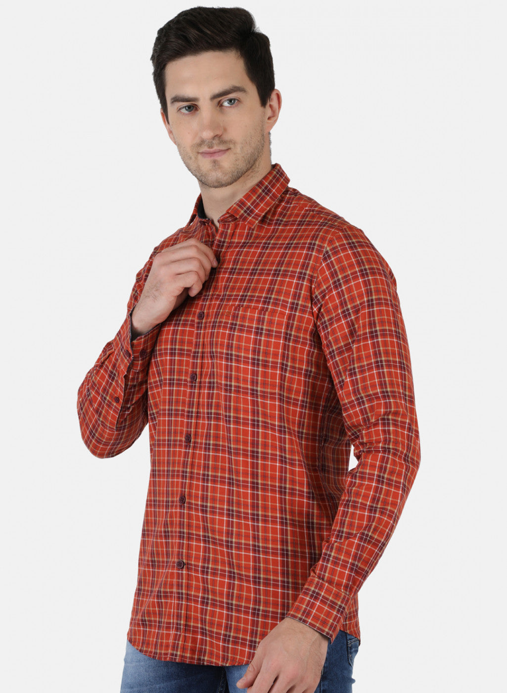 Men Red Check Shirt