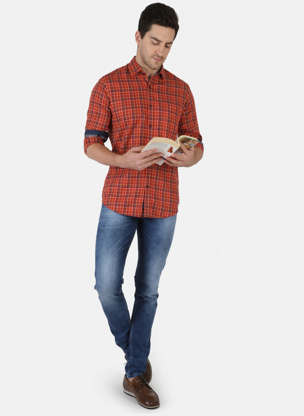 Men Red Check Shirt