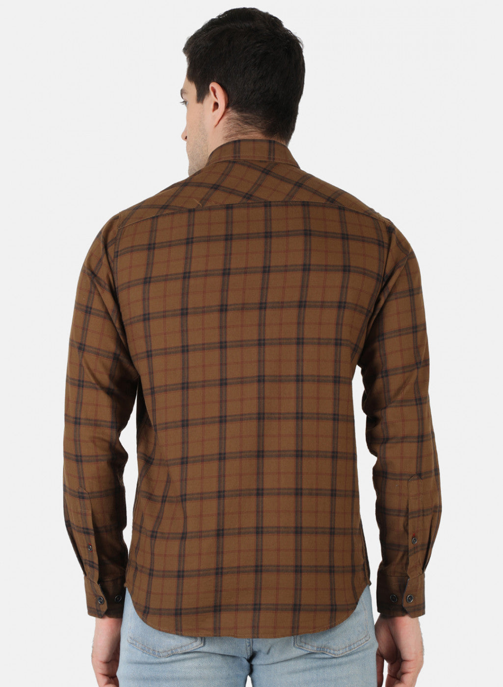 Men Brown Check Shirt