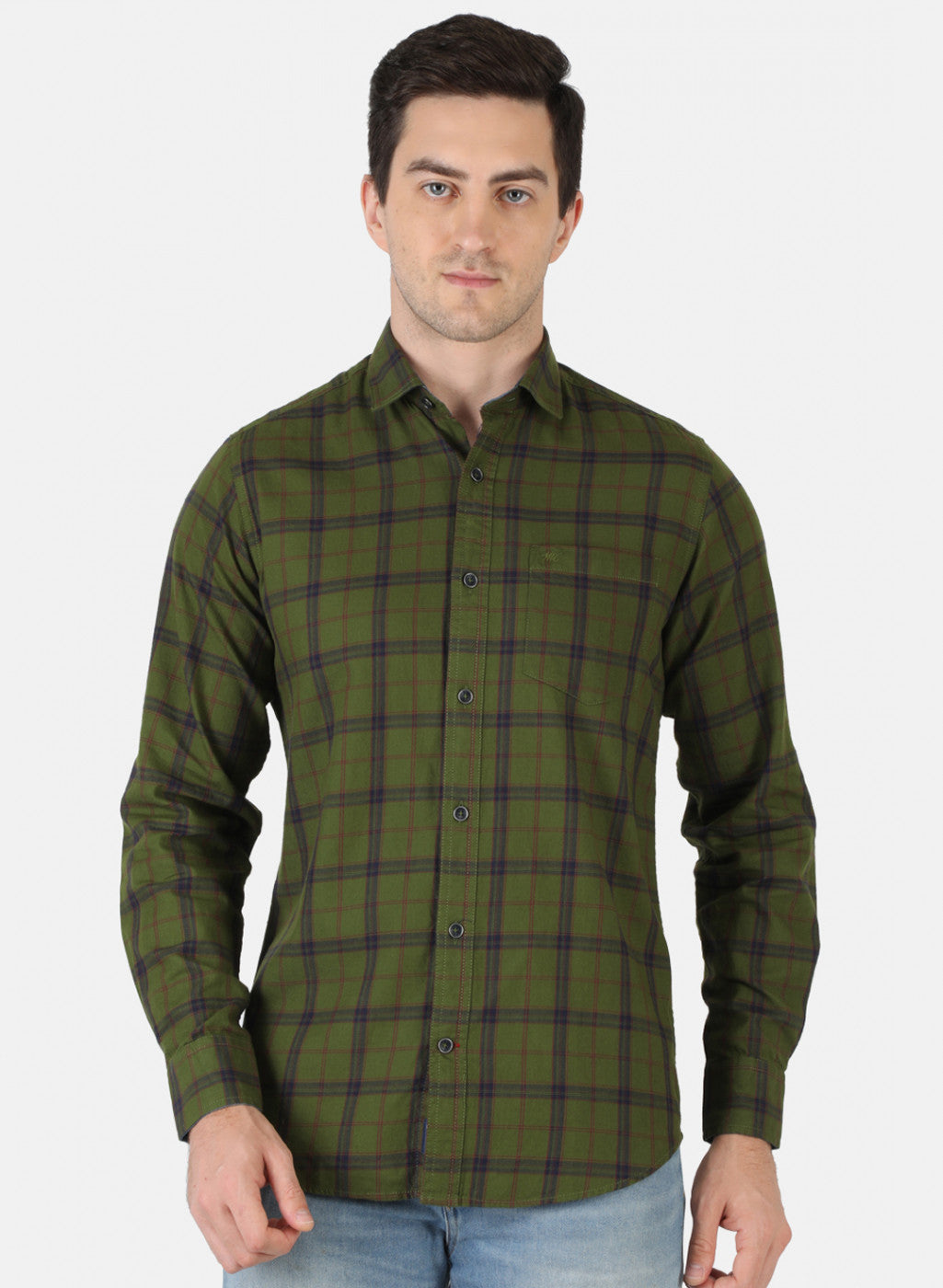 Men Green Check Shirt