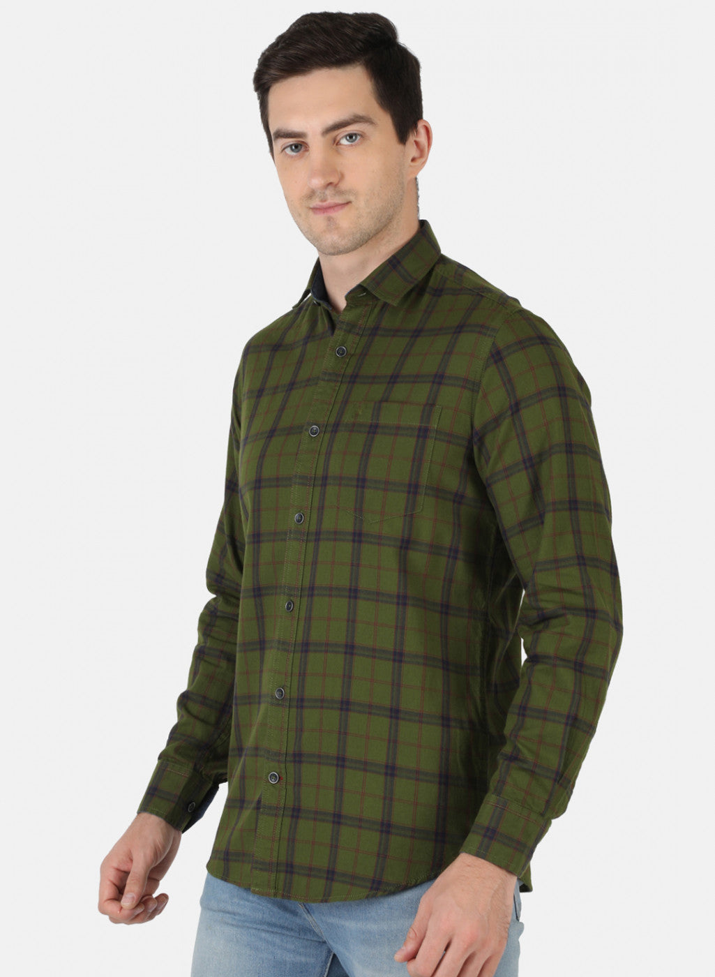 Men Green Check Shirt