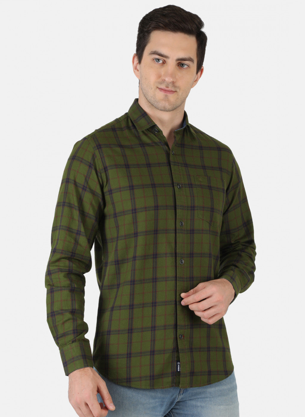 Men Green Check Shirt