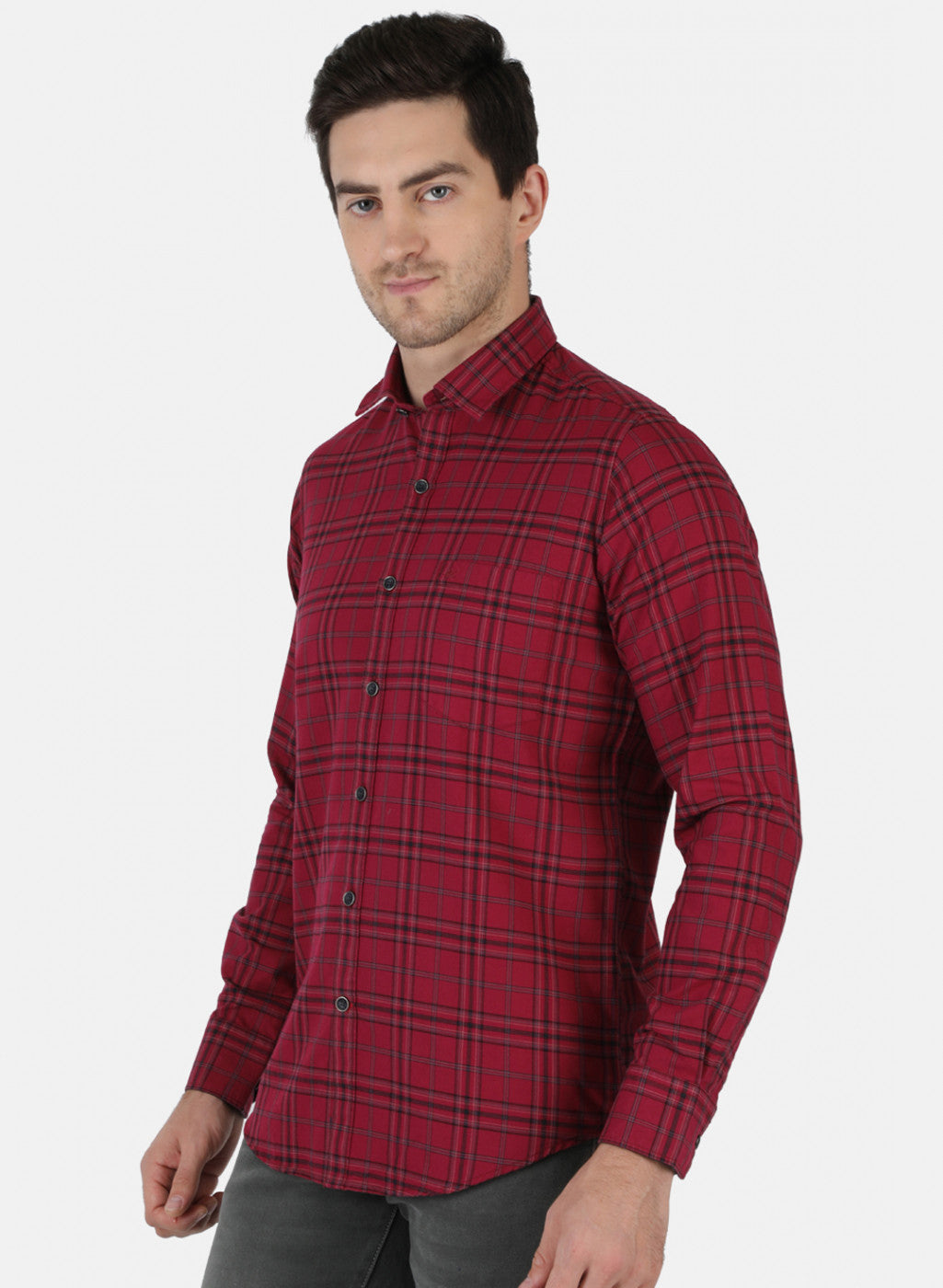 Men Red Check Shirt