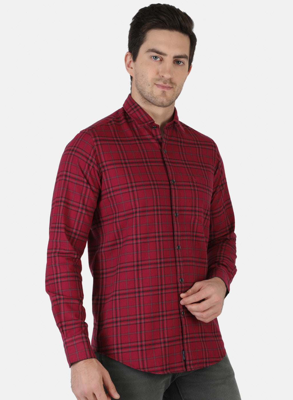 Men Red Check Shirt