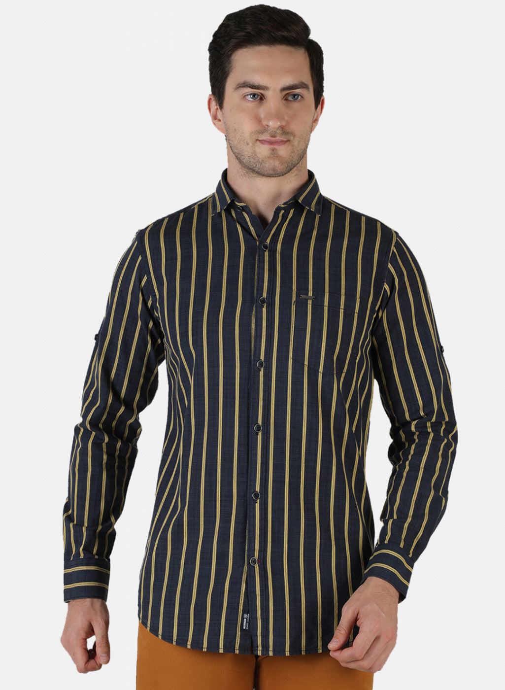 Men Grey Stripe Shirt