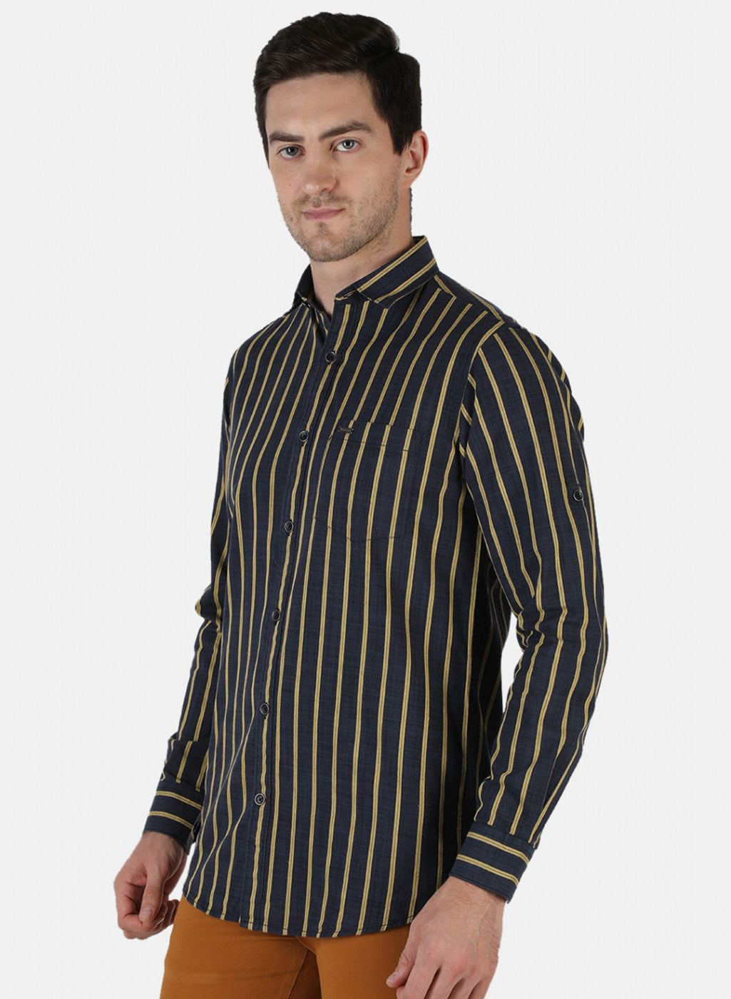 Men Grey Stripe Shirt