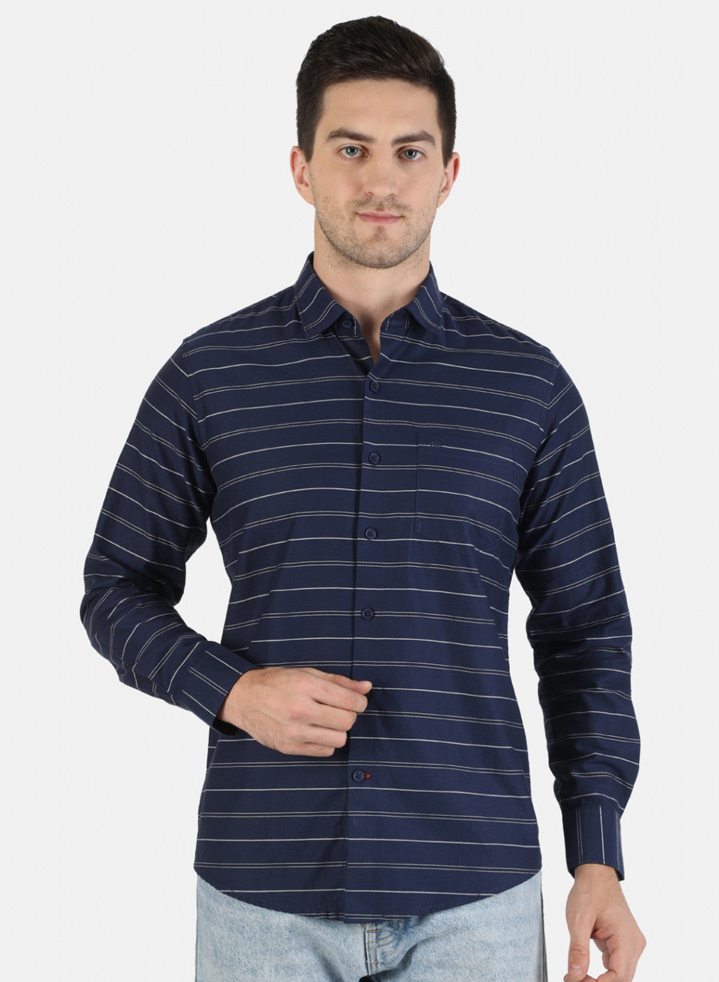 Men NAvy Blue Stripe Shirt