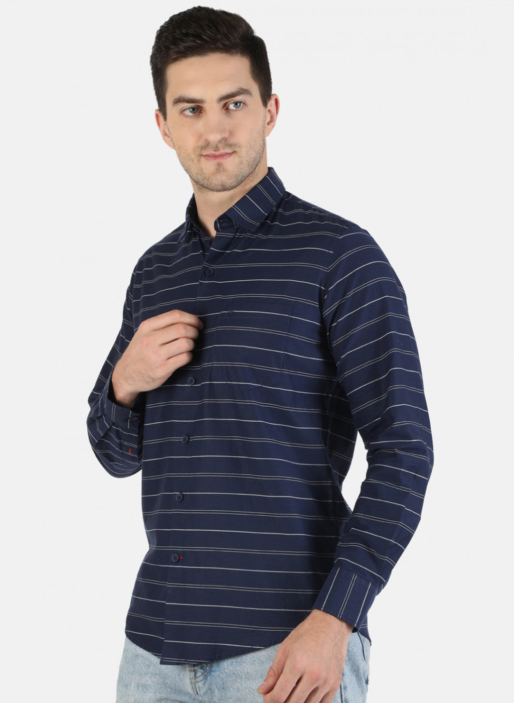 Men NAvy Blue Stripe Shirt