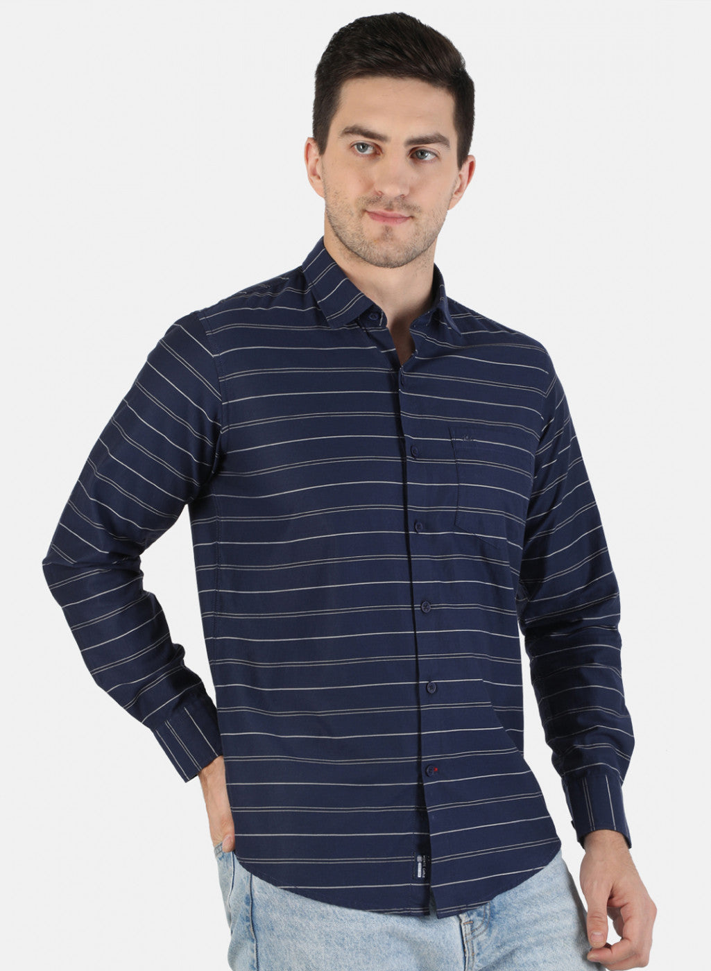 Men NAvy Blue Stripe Shirt